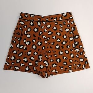 Zara Leopard Print High Waisted Shorts